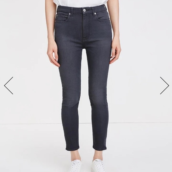 7 for All Mankind Denim Jeans Skinny High Waist Ankle Grey Womens Size 32 - Picture 2 of 12